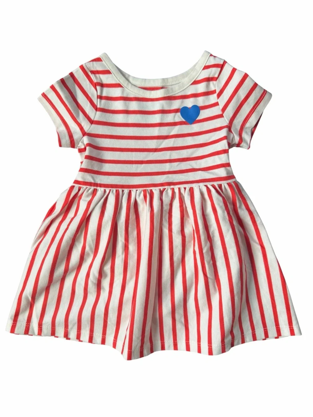 Cat & Jack Baby Girl 12M Red White Stripe Heart Dress Bloomers NWT